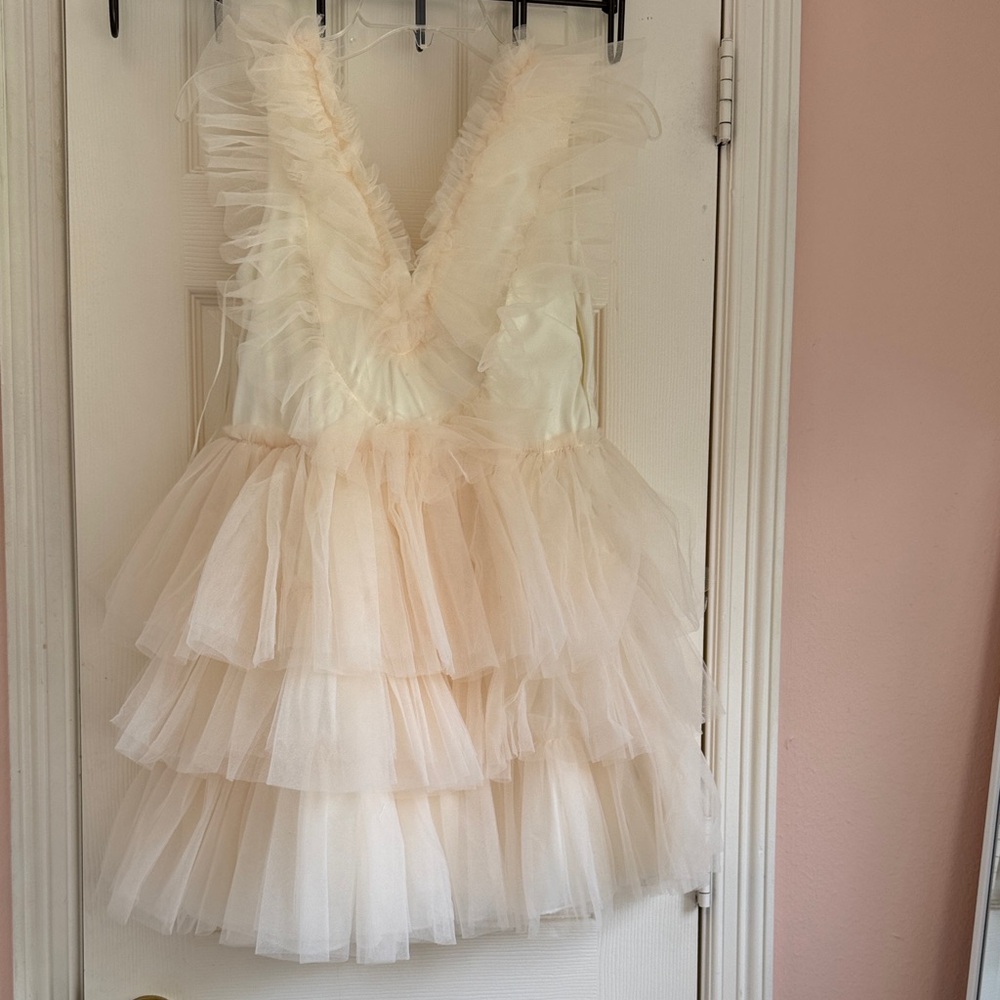 MABLE  LARGE Cream Tulle Fabric mini Dress ! NEW
